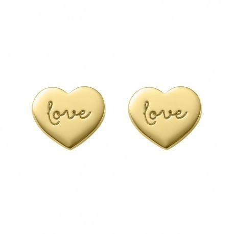 Pendientes de plata dorada corazón "love" (6A8307315)