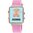 Reloj digital I-Bear de acero IP rosado con correa de silicona rosa